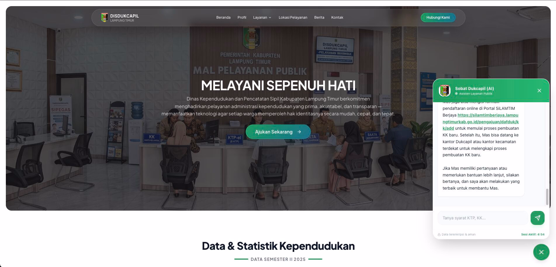 Disdukcapil Lampung Timur — Integrated Filing Flow to Si Lamtim Berjaya