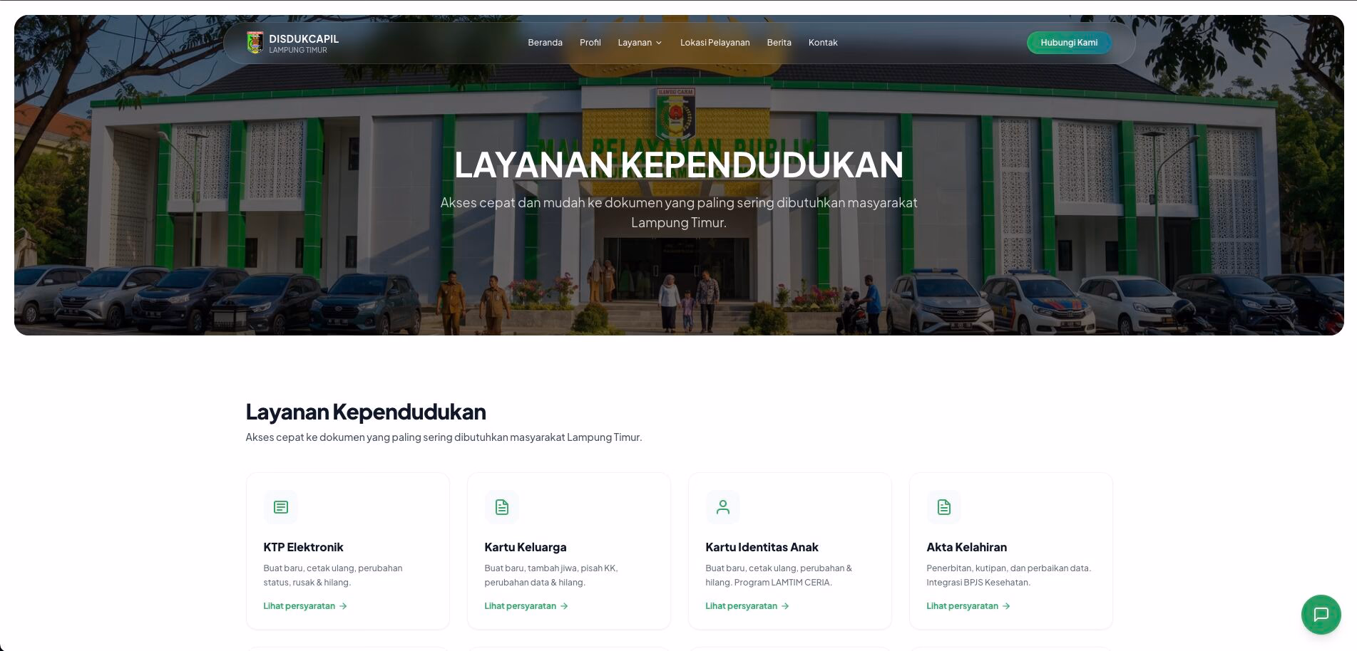 Disdukcapil Lampung Timur — Portal Homepage & Document Requirements