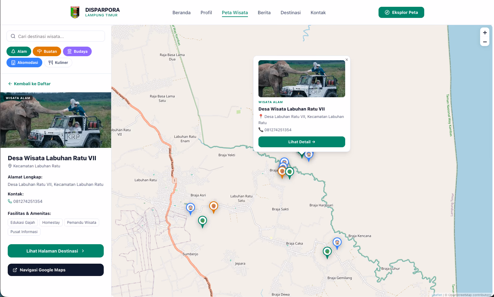Disparpora Lampung Timur — Tourism Map